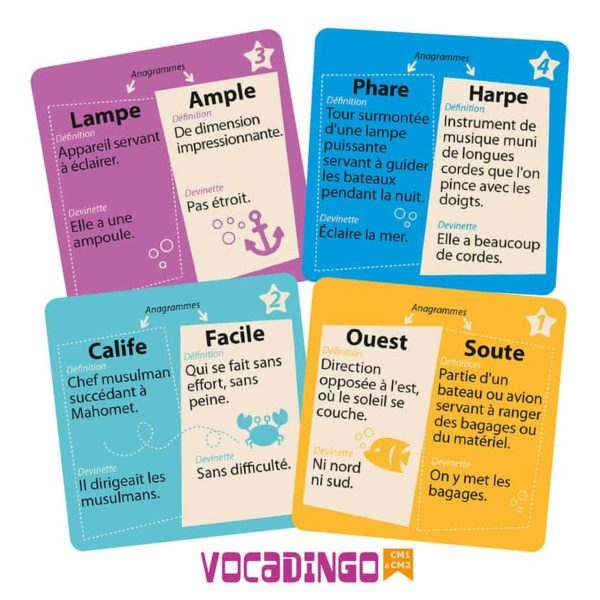 Les cartes du jeu VocaDingo CM1-CM2