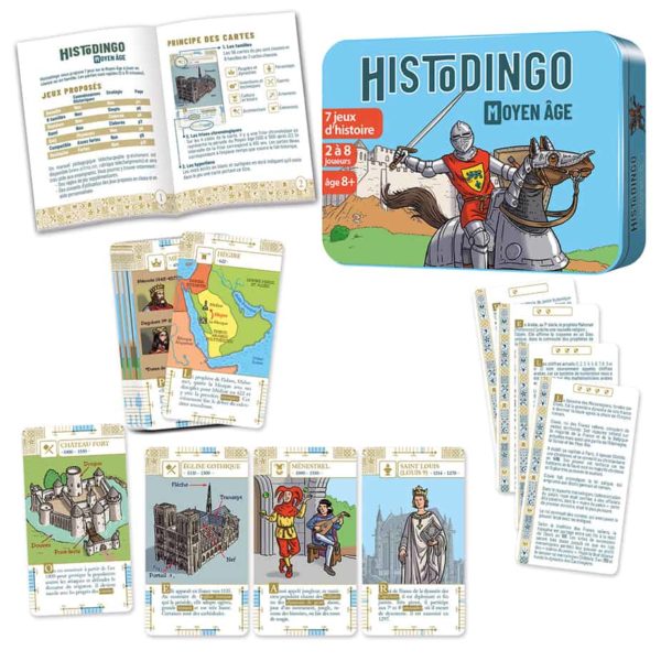 Boite du jeu HistoDingo MA avec les cartes et le livret de règles